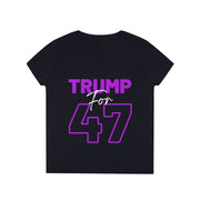 Trump for 47 hot purple ladies' V-Neck T-Shirt