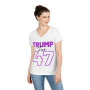 Trump for 47 hot purple ladies' V-Neck T-Shirt