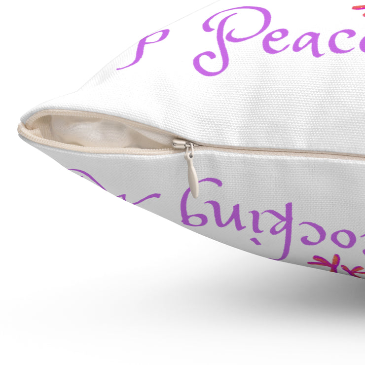 Stop Peacocking Me! purple White Spun Polyester Square Pillow