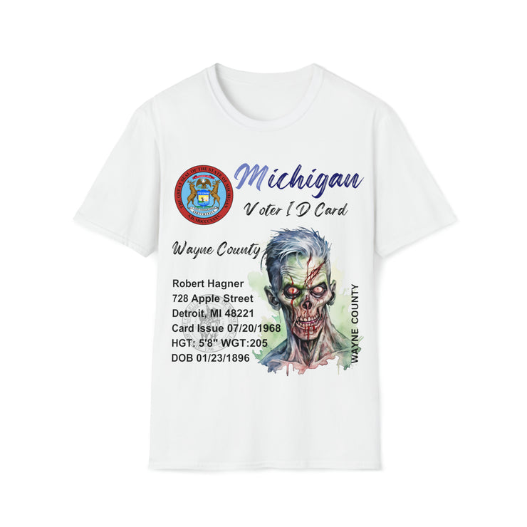 Registered Michigan Dead Voter ID Unisex Softstyle T-Shirt