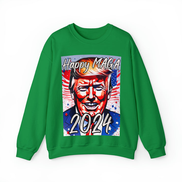 Happy MAGA 2024 flag blue Heavy Blend™ Crewneck Sweatshirt Unisex