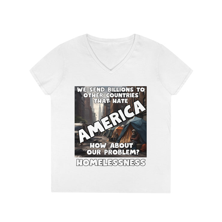 Our Problem Homelessness white V-Neck T-Shirt