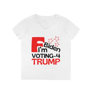 F Biden I'm voting for Trump ladies' V-Neck T-Shirt