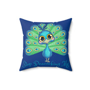 Stop Peacocking Me! Dark Blue green - Spun Polyester Square Pillow