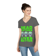 Halloween Dead Voters Lives Matter Green   ladies' V-Neck T-Shirt