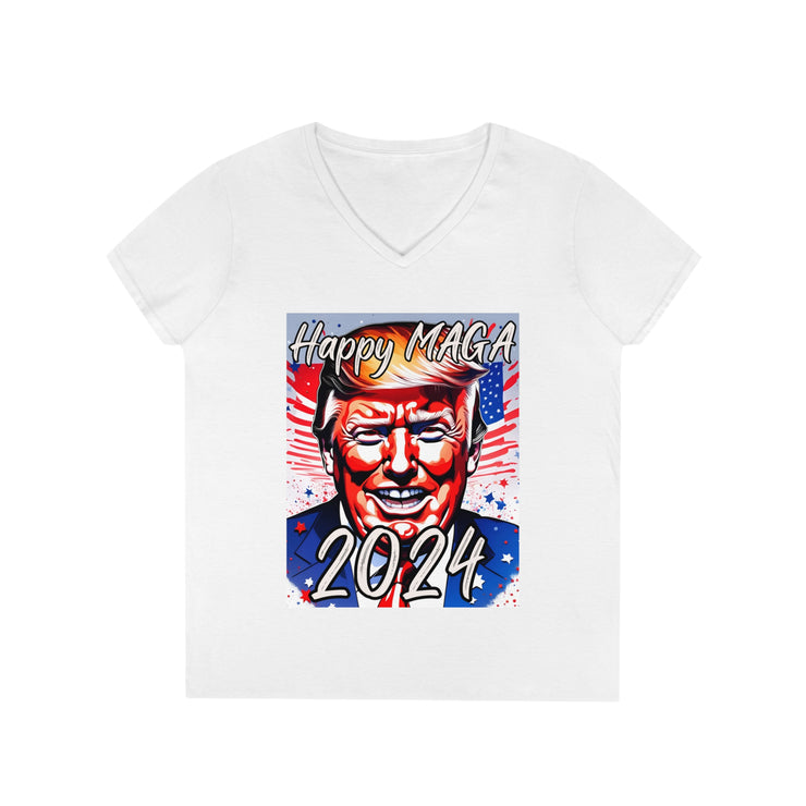 Happy MAGA 2024 Flag blue V-neck Women&