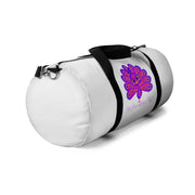 Stop peacocking me purple/white duffel bag