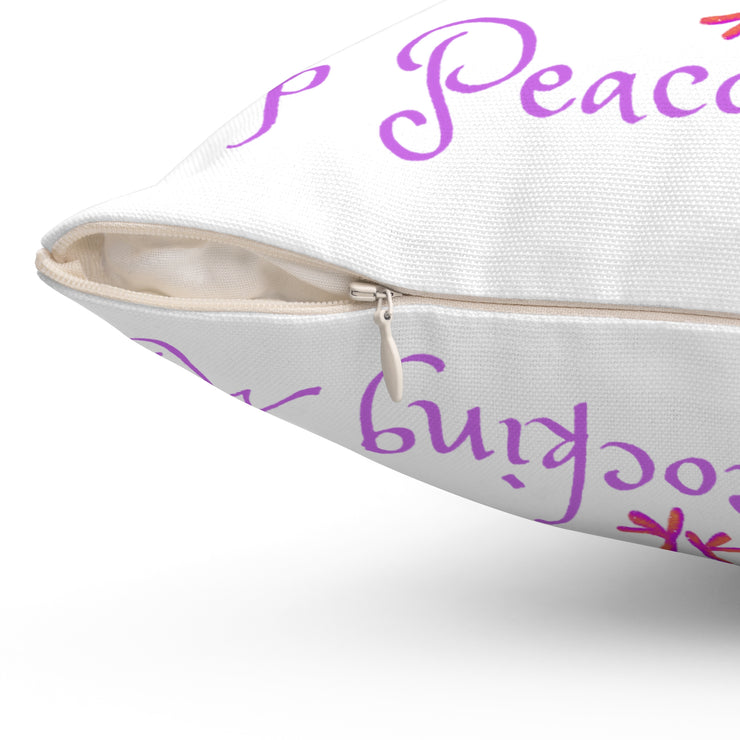 Stop Peacocking Me! purple White Spun Polyester Square Pillow