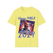 Happy MAGA 2024 blue Soft style T-Shirt unisex