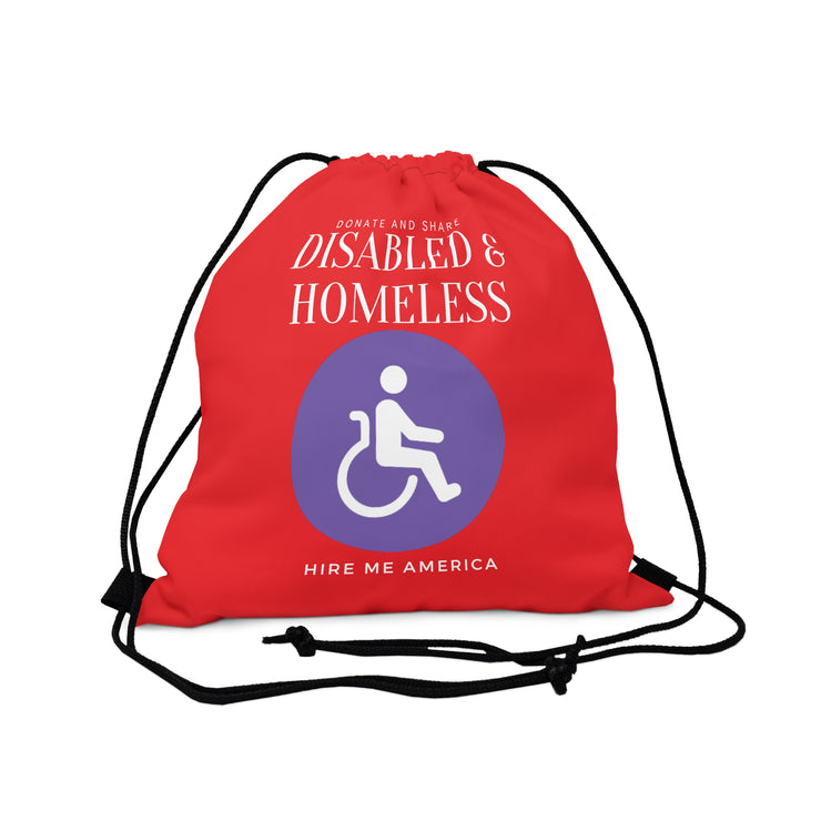 Disabled & Homeless donate and share Outdoor Drawstring Bag RED