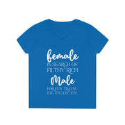 Female in search of filthy rich Male ladies' V-Neck T-Shirt