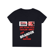 Michael Jackson and Elvis are voting for Brandon V-neck Women's tee