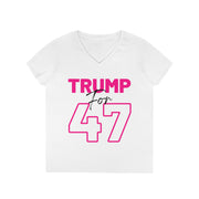 Copy of Trump for 47 hot pink ladies' V-Neck T-Shirt