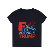 F Biden I'm voting for Trump ladies' V-Neck T-Shirt