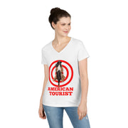 American Tourist Female African-American worth one billion dollars ladies' V-Neck T-Shirt