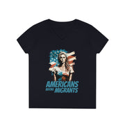 Americans before migrants V-Neck T-Shirt