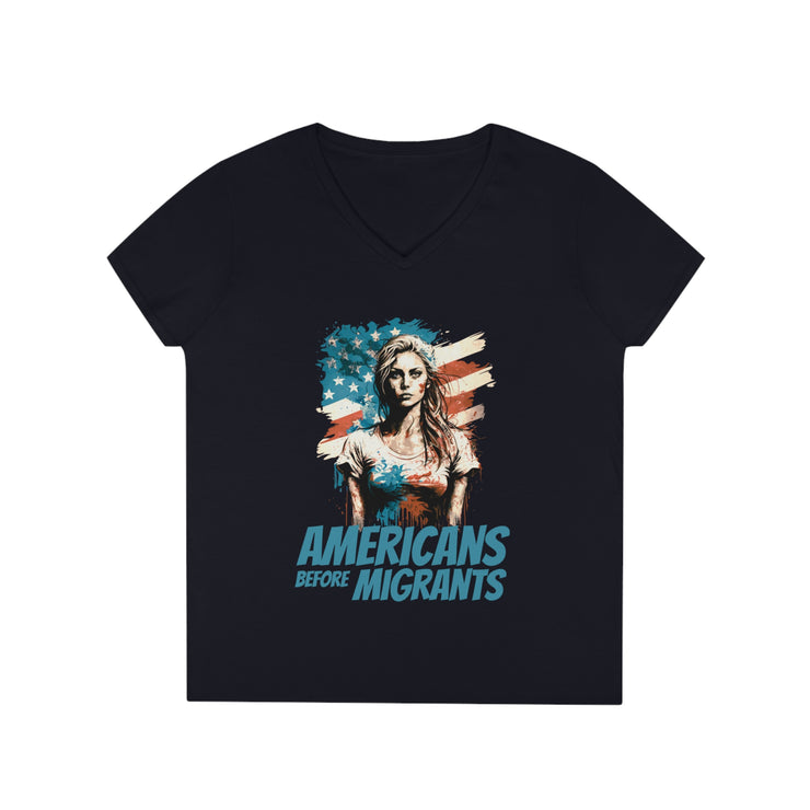 Americans before migrants V-Neck T-Shirt