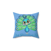 Stop Peacocking Me! Blue green - Spun Polyester Square Pillow