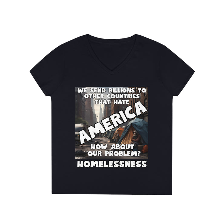 Our Problem Homelessness white V-Neck T-Shirt