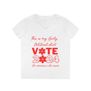 This is my girly political shirt vote 2024 for someone who cares Ladies' V-Neck T-Shirt