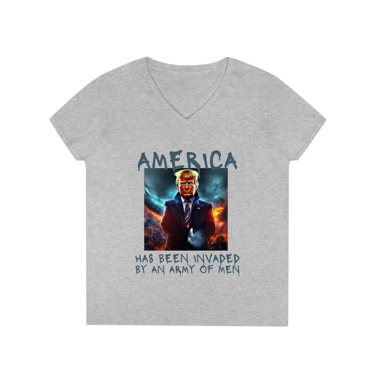 America has been invaded by an Army of Men blue V-Neck T-Shirt