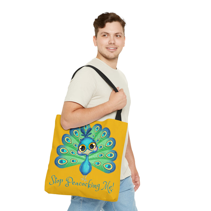 Stop Peacocking Me green yellow Tote Bag