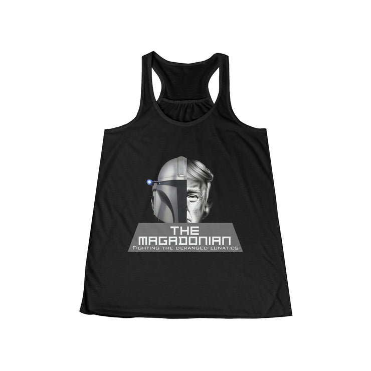 The Magadonian fighting the deranged lunatics Flowy Racerback Tank