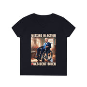 Missing in action resident Biden V-neck Women's tee