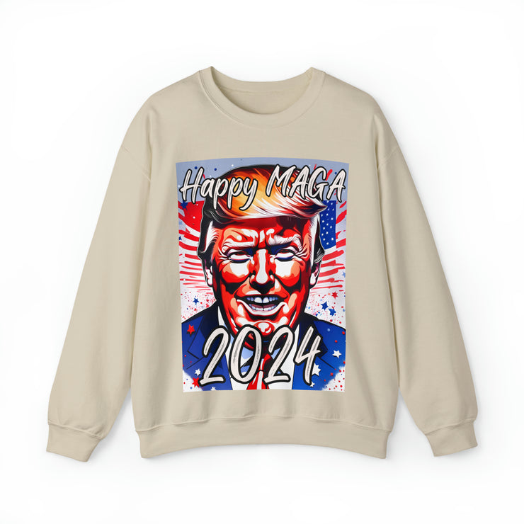 Happy MAGA 2024 flag blue Heavy Blend™ Crewneck Sweatshirt Unisex