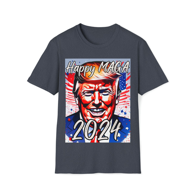 Happy MAGA 2024 Flag blue Soft style T-Shirt unisex