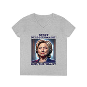 Start Deprogramming her she him it V-neck Women's tee