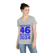 Impeach 46 before 2024 ladies' V-Neck T-Shirt