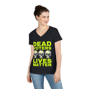 Halloween Dead Voters Lives Matter hot yellow  ladies' V-Neck T-Shirt