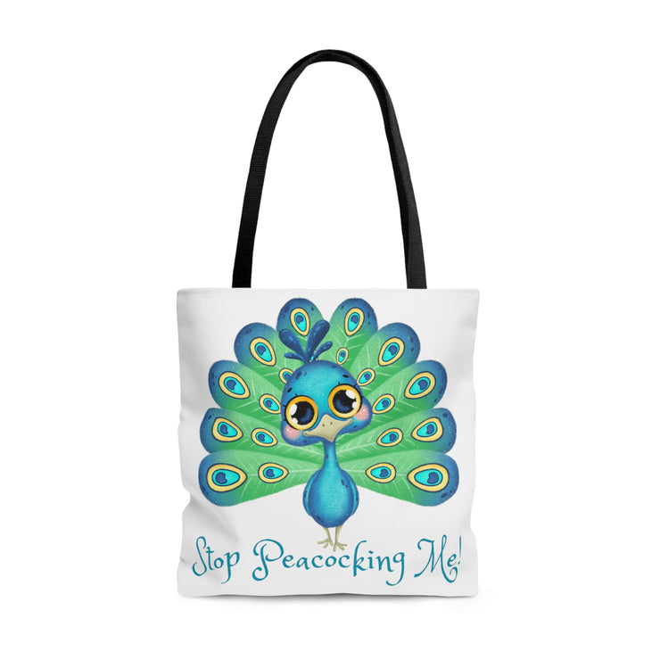 Stop Peacocking Me green white Tote Bag