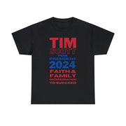 Tim Scott for President 2024   Faith & FamilyUnisex Heavy Cotton Tee