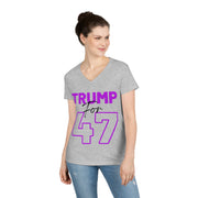 Trump for 47 hot purple ladies' V-Neck T-Shirt