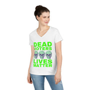 Halloween Dead Voters Lives Matter Green   ladies' V-Neck T-Shirt