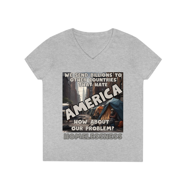 Our Problem Homelessness grey V-Neck T-Shirt