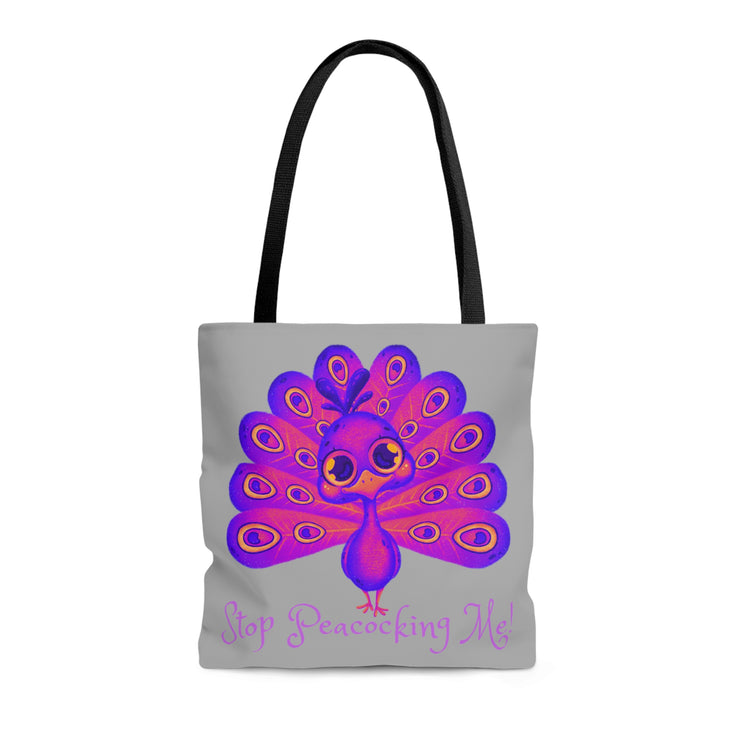 Stop Peacocking Me purple silver Tote Bag