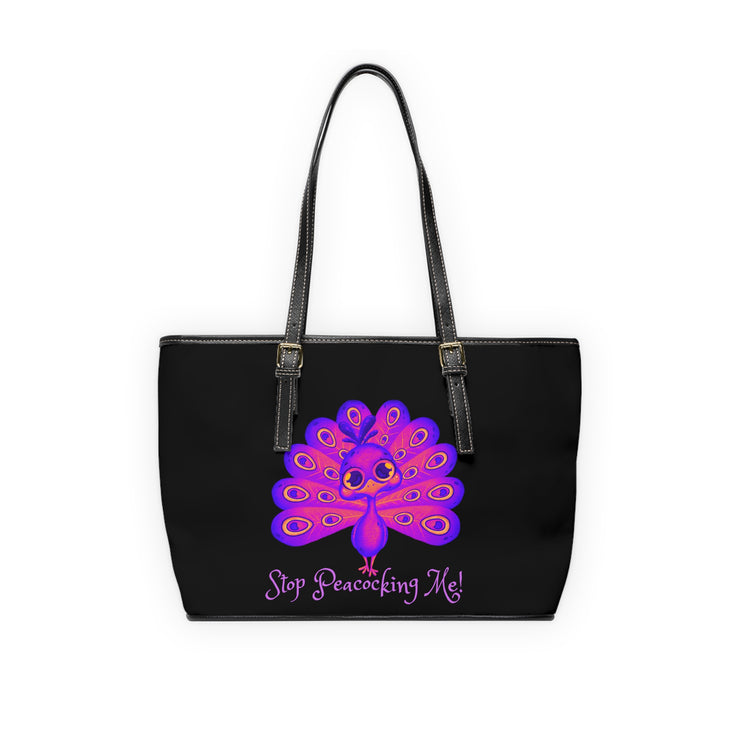 Stop Peacocking Me purple/black Leather Shoulder Bag