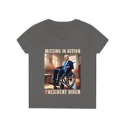 Missing in action resident Biden V-neck Women's tee