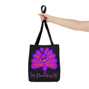 Stop Peacocking Me purple black white Tote Bag