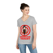 American Tourist Female African-American worth one billion dollars ladies' V-Neck T-Shirt