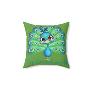 Stop Peacocking Me! Double green - Spun Polyester Square Pillow