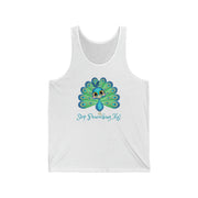 Stop Peacocking Me! Aqua Unisex Jersey Tank