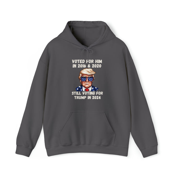 Voted for him 2016 & 2020 still voting for Trump in 2024  unisex Heavy Blend™ Hooded Sweatshirt