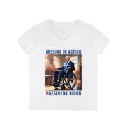 Missing in action resident Biden V-neck Women's tee