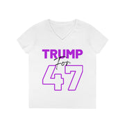 Trump for 47 hot purple ladies' V-Neck T-Shirt