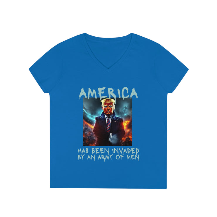 America has been invaded by an Army of Men blue V-Neck T-Shirt