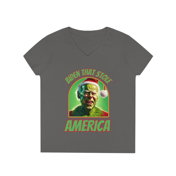 Biden that stole America close up V-neck Women&